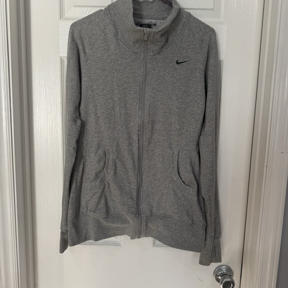 Nike‎ Women's Gray Dri Fit Zip Up Size Large